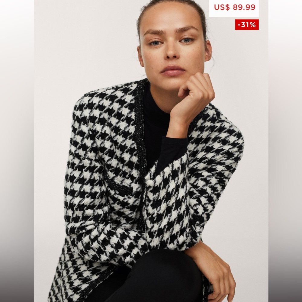 Mango Houndstooth Jacket Blazer - image 3